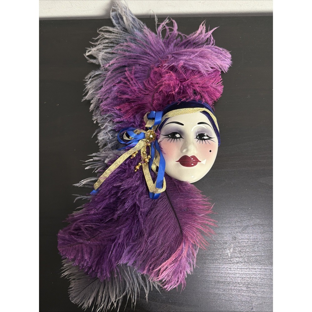 Unique Creations Lady Face Mask Wall Hanging Decor New Open Box NO BOX Purple